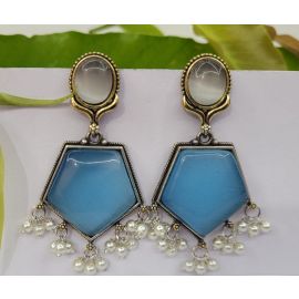 Elegant Dual-Tone Oxidized Brass Earrings